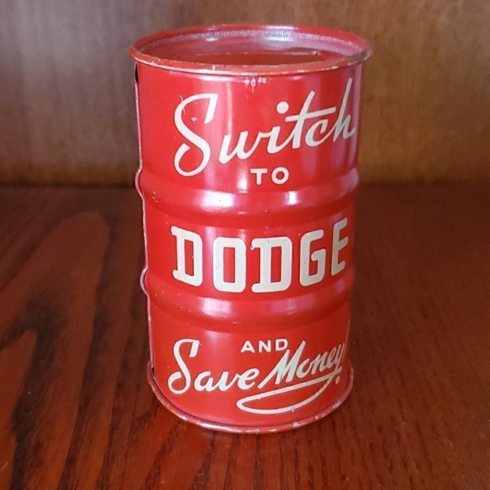 Dodge | Vintage Tin Barrel Coin Bank
